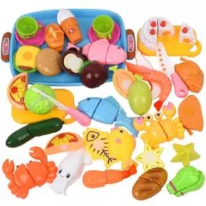 (힘찬)오즈토이 뉴 크랩 자르기 생선 소꿉놀이 세트 음식 과일 야채 모형 싹뚝 썰기 주방 소품썰기완구 썰