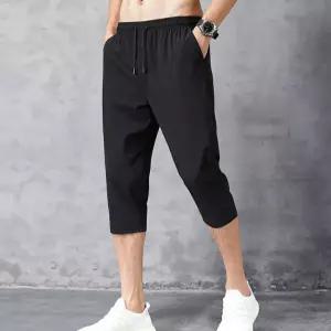 냉감 바지 드로스트링 통기성 남성 7부 바지 여름 트레이닝 운동복 기능성