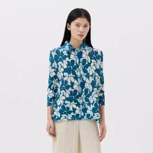 [플리츠미](의정부점)플라워 프린트 숏 플리츠 재킷_PPJKM026002