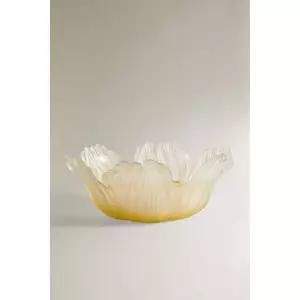 zara 자라 꽃 모양 유리 소재 샐러드 볼 - 노랑