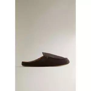 zara 자라 보온 가죽 백리스 로퍼 - 초콜릿 브라운