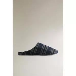 zara 자라 체크 패턴 슬립온 홈 슬리퍼 - 마린 블루