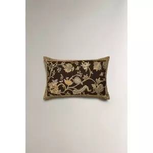 zara 자라 플라워 자카드 쿠션 커버 - 브라운