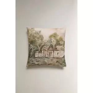 zara 자라 풍경 프린트 쿠션 커버 - 초록