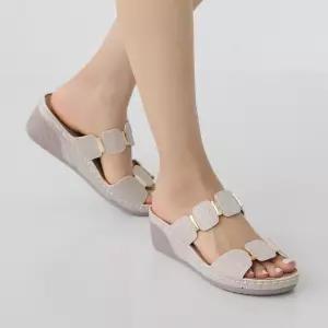 툴레 경량 통굽 웨지힐 뮬 슬리퍼 5.5cm