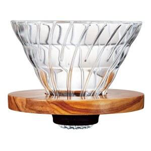 [미국배송] HARIO VDGR-02-OV V60 내열 유리 투과성 커피 드립퍼 올리브 우드 02 드립 1~4컵용