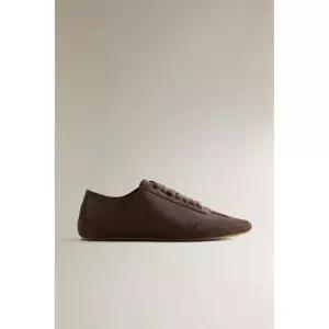zara 자라 스니커즈 스타일 가죽 홈 슈즈 - 브라운