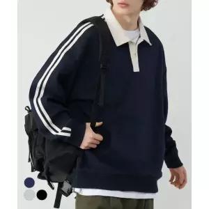 언탭트 스튜디오 트랙 럭비 카라 오버핏 맨투맨 스? 티셔츠 3 COLOR 412511