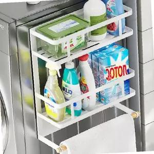 냉장고 측면 자석 부착형 다층 수납 선반 주방 조미료 키친타올 보관 정리 거치대