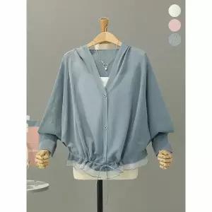 [하프클럽/모노시크]보레아 시스루 스트링 후드 니트 가디건_MNKT317