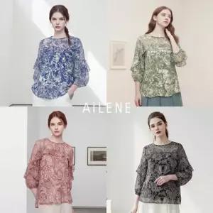 [엘렌느] 26SS 플로럴 쉬폰 프릴 블라우스 4종