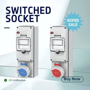 EU 표준 32A CEE 산업용 소켓 MCB 인클로저 | 전기차 충전소용 3핀4핀5핀