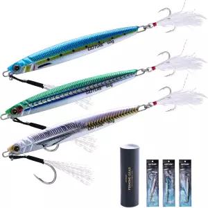 고투어 낚시 지그 60g 80g 100g 120g 수직 소금물 어시스트 훅과 트레블 훅이 있는 미끼 심해 숟가락 참치