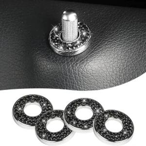 블링카 내부 도어 잠금 커버 4팩 라인스톤 풀로드 볼트 장식 스티커 오토 유니버설 스파크 캡