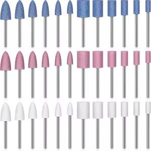 36피스 샹크 연마재 장착 스톤 연마 휠 헤드 포인트 회전 공구용 플라스틱 상자가 있는 비트 세트 1/8인치