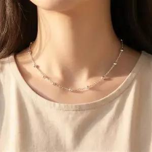 실버925 소프트 은볼 레이어드 볼체인 목걸이