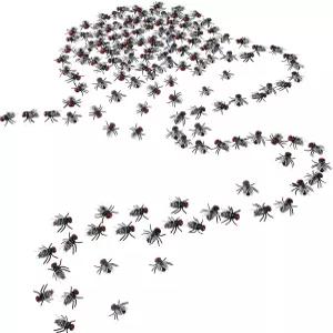 Gejoy 60개 플라스틱 파리 미니 리얼 페이크 플라이 벌크 만우절 장난 벌레 모의 곤충 사람 파티 용품 소품