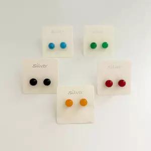 실버925 컬러 원석 볼 구슬 귀걸이 레드 그린 터키 블랙 오닉스 옐로 진주