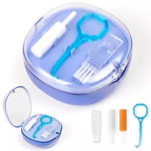 벨트 씹기 제거 도구 청소 브러시가 포함된 이중층 리테이너 보관 케이스 미러 교정 용기 여행