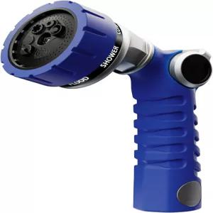 RESTMO 헤비 듀티 호스 노즐 7가지 워터 패턴이 있는 메탈 가든 분무기 엄지 컨트롤 밸브 켜기 식물 물주기