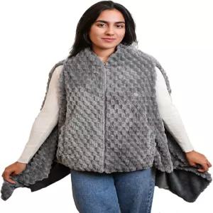 멕시톱 휴대용 온열 담요 숄 양면 고속 난방 기술 3-in-1 조끼 세탁기 세탁 가능한 자동차 및 가정용 겨울