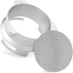 Vomika 54mm 커피 도징 깔때기 핸즈프리 알루미늄 링 및 53.5mm 스테인리스 스틸 퍽 스크린 브레빌