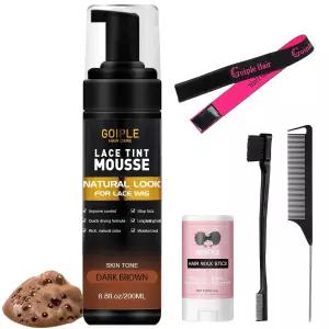 여성용 헤어 가발 투피 헤어피스용 레이스 틴트 멜팅 무스 - 6.8온스 천연 마감 컬러 도구 세트(다크