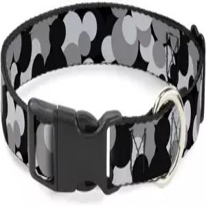 버클 다운 마우스 헤드 스택 플라스틱 클립 칼라 블랙/그레이 1인치 와이드 핏 9-15인치 넥 스몰