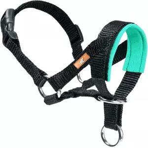 부드러운 천으로 된 개 머리 칼라 당기는 것을 막는 헤드 하네스 소형 중형 대형견을 위한 목줄 (S 그린)