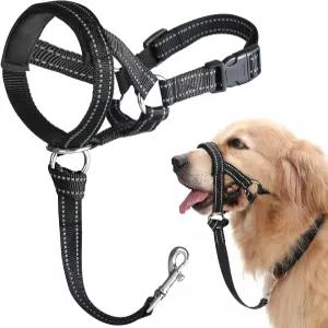 짖지 않는 개 머리 목걸이 부드러운 패딩이 있는 당기지 헤드 홀터 소형 및 중형견을 위한 반사형 패딩
