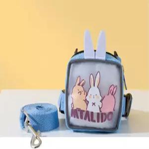 강아지 하네스 백팩 귀여운 조끼 및 목줄 세트 조절 가능한 여행 음식 캐리어 가방이 있는 격자무늬 소프트