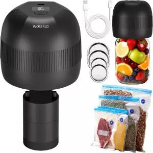 와이드 마우스 및 일반 메이슨 병용 3 in 1 전기 병 진공 밀봉기 키트. 휴대용 음식 봉투 도시락(다크