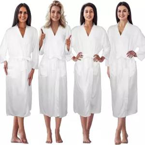 뉴코트 4종 여성 신부 들러리 화이트 목욕 가운 팀 호텔 바첼로레트 파티용 벨트가 달린 긴 와플 스파 세트
