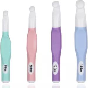 대형 사이즈 코바늘 4개 세트 QLRFFLJOY 8mm 10mm 12mm 15mm 고무 손잡이 담요 숄 카펫 뜨개질용 DIY 실