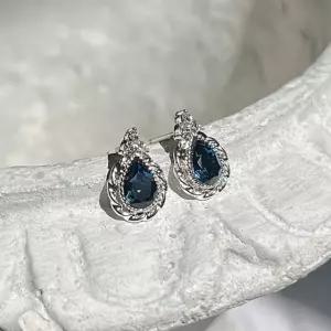 네피르 블루 은침 큐빅 엔틱귀걸이