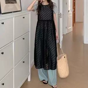 [하프클럽/삐까삐까]투웨이 양면 잔꽃 패턴 레이어드 롱원피스 시폰 시스루 리본끈 뷔스티에 나시 원피스