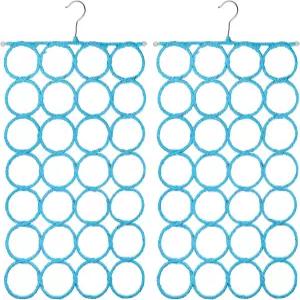 토스네일 2팩 접이식 스카프 걸이 홀더 벨트 정리함 의류 보관 옷장 넥타이 레깅스 공간 절약기 - 파란색