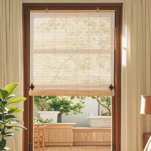 24 W X 72 H 무선 대나무 로마 색상 조명 필터 롤업 성냥개비 블라인드 실내 창문 홈 파티오 현관 내추럴