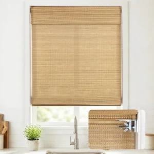 드릴 무선 대나무 로마식 그늘막 없음 가벼운 필터링 직조 천연 창문 덮개 쉬운 설치 크기 20인치 W ×