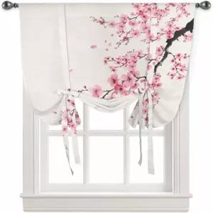 LOVE 홈 데이 블루밍 플라워 브랜치 타이업 창문 그늘막 봄 벚꽃 식물 주방 조절 가능한 풍선 커튼