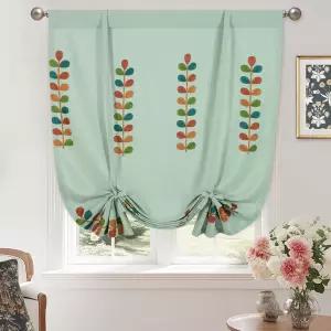 VOGOL 주방 창문용 밸런스 타이업 농가용 컬러풀 잎 자수 풍선 그늘막 42원 x L63 길이 조절 가능한 거실용