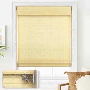 라즈블라인드는 공구 없이 드릴 무선 대나무 로마 색상 조명 필터링 창 처리 27인치 W x 64인치 H 실론