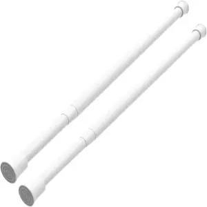 스프링 텐션 커튼봉 2팩 18~28인치 조절 가능 작은 짧은 주방 드릴링 없음 창문용 나사 도어웨이 욕실용