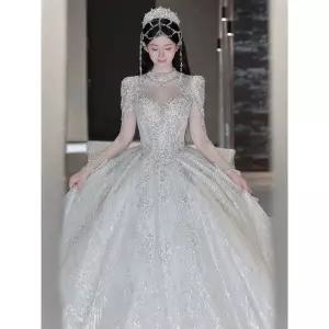 비즈 원피스 웨딩드레스 셀프촬영 화려한 본식 피로연 이브닝 브라이덜샤워