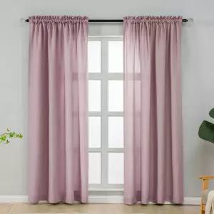 L.Z.E. 라일락 핑크 프라이버시 커튼 96인치 길이 2개 패널 세트 거실 침실 출입구 칸막이용 조명 필터링