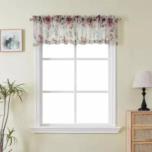 OWENIE 분쇄 밸런스 시어 커튼 14인치 길이 2개 소형 모던 프린트 주방 거실 욕실 조명 필터링 막대 포켓