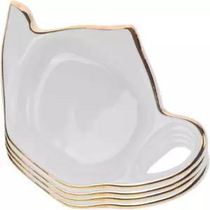 시간표 보호 및 유출 방지를 위한 베스토야르 찻주전자 모양의 티백 코스터 세트 접시 4개 포함 세라믹