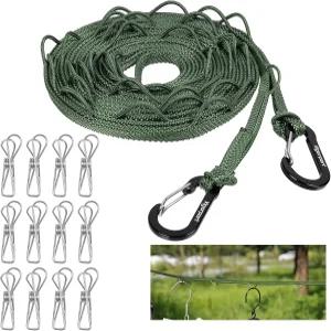 바이오레포트 휴대용 여행용 빨랫줄 행 홀이 있는 방풍 의류 라인 호텔 캠핑 RV 크루즈 선박용 빨랫핀이