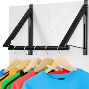 문 위에 접을 수 있는 옷걸이 코트용 건조대 공간 절약 작은 문고리 검은색