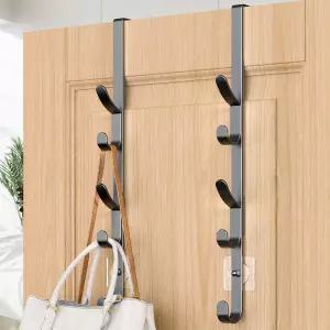 문고리 너머 걸 수 있는 금속 걸이용 문갑 정리함 수건 샤워백 모자 욕실 옷장(블랙-2팩)